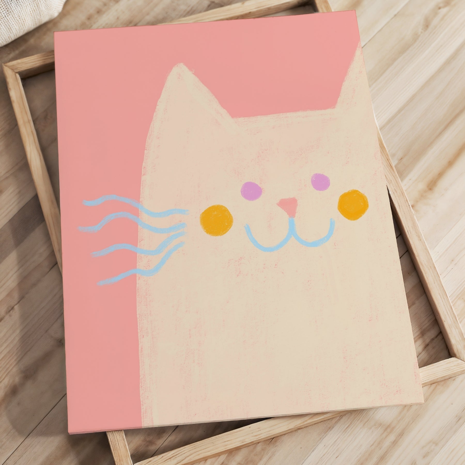 Pink Cat Nursery Canvas Wall Art