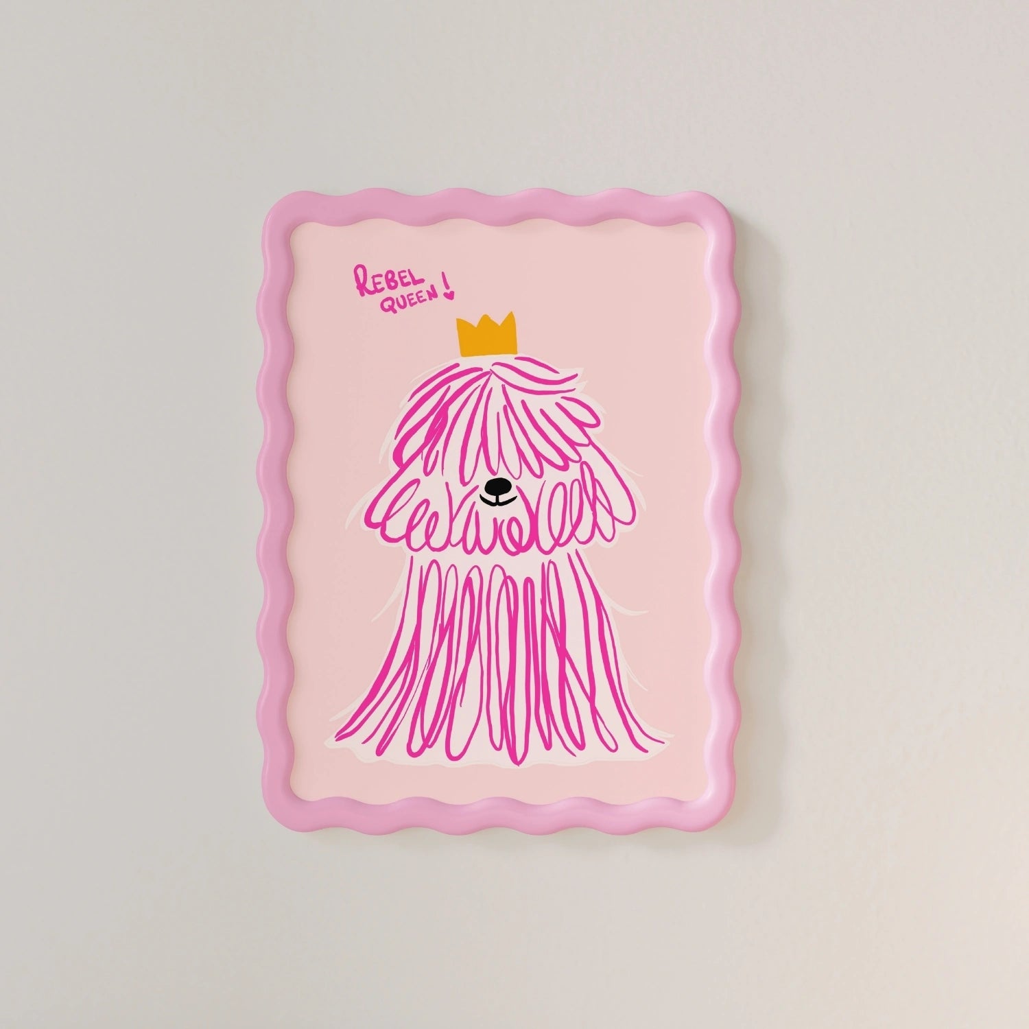 Rebel Queen Dog Wall Art - Pink Poodle Poster, Girls Room Decor