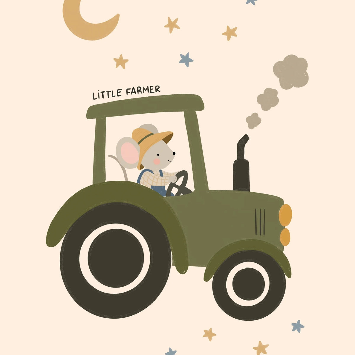 Little Farmer Mouse on Tractor – Nursery & Kids Wall Art
