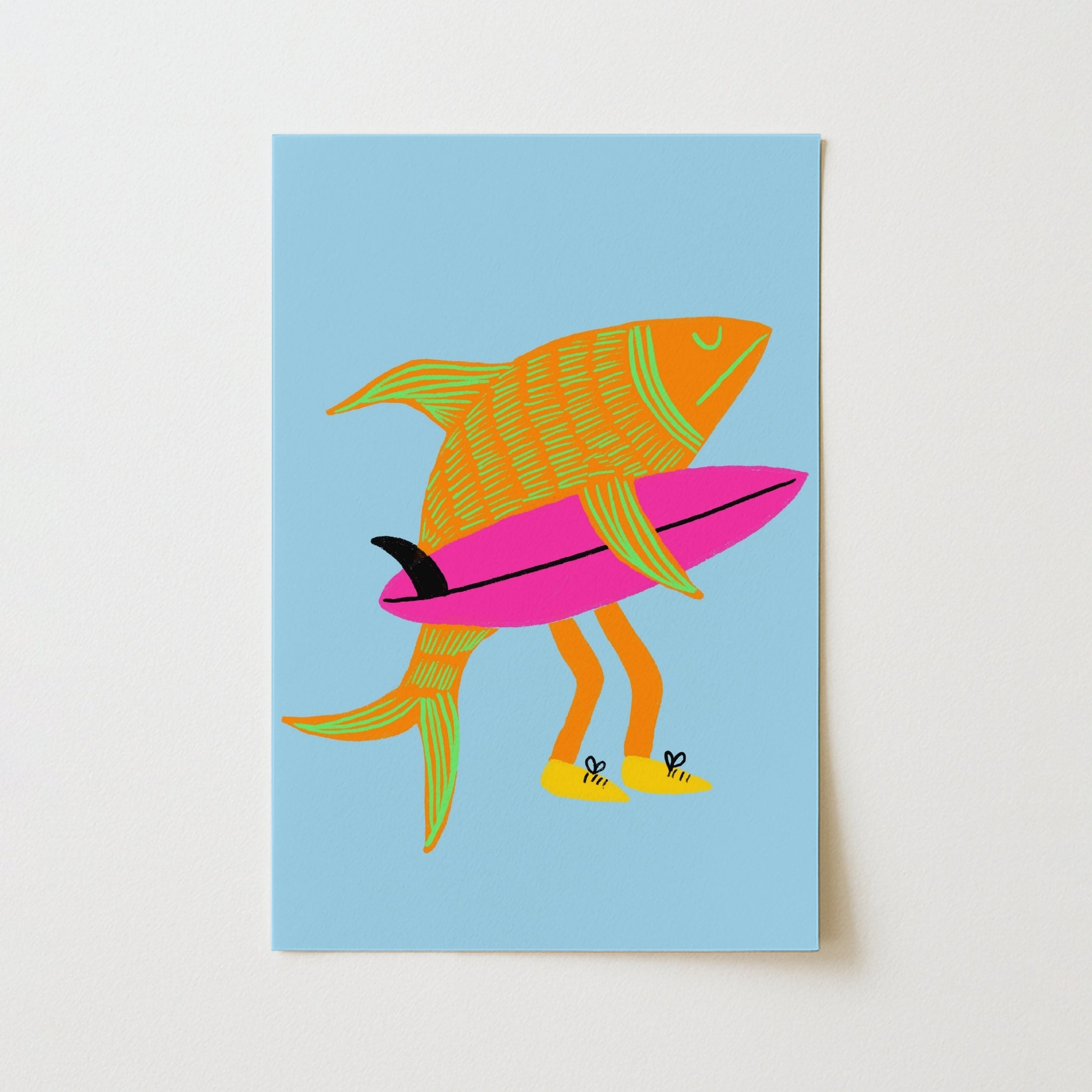 Surfer Fish Wall Art - Divertente stampa costiera