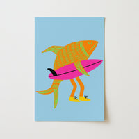 Surfer Fish Wall Art - Divertente stampa costiera