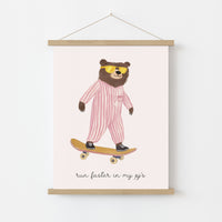 Skater Bear Wall Art – Funny Animal Poster