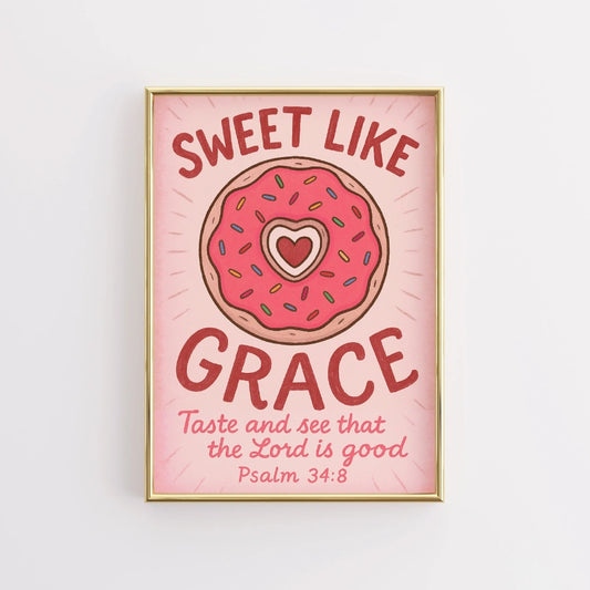 Sweet Like Grace Wall Art – Donut Bible Verse Poster