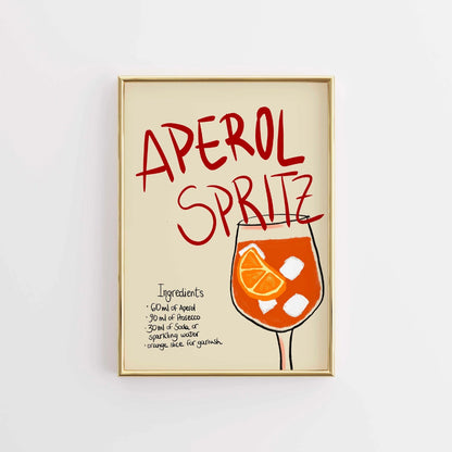 Aperol Spritz Recipe Print – Retro Cocktail Wall Art