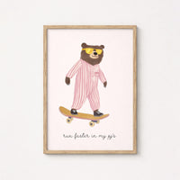 Skater Bear Wall Art – Funny Animal Poster