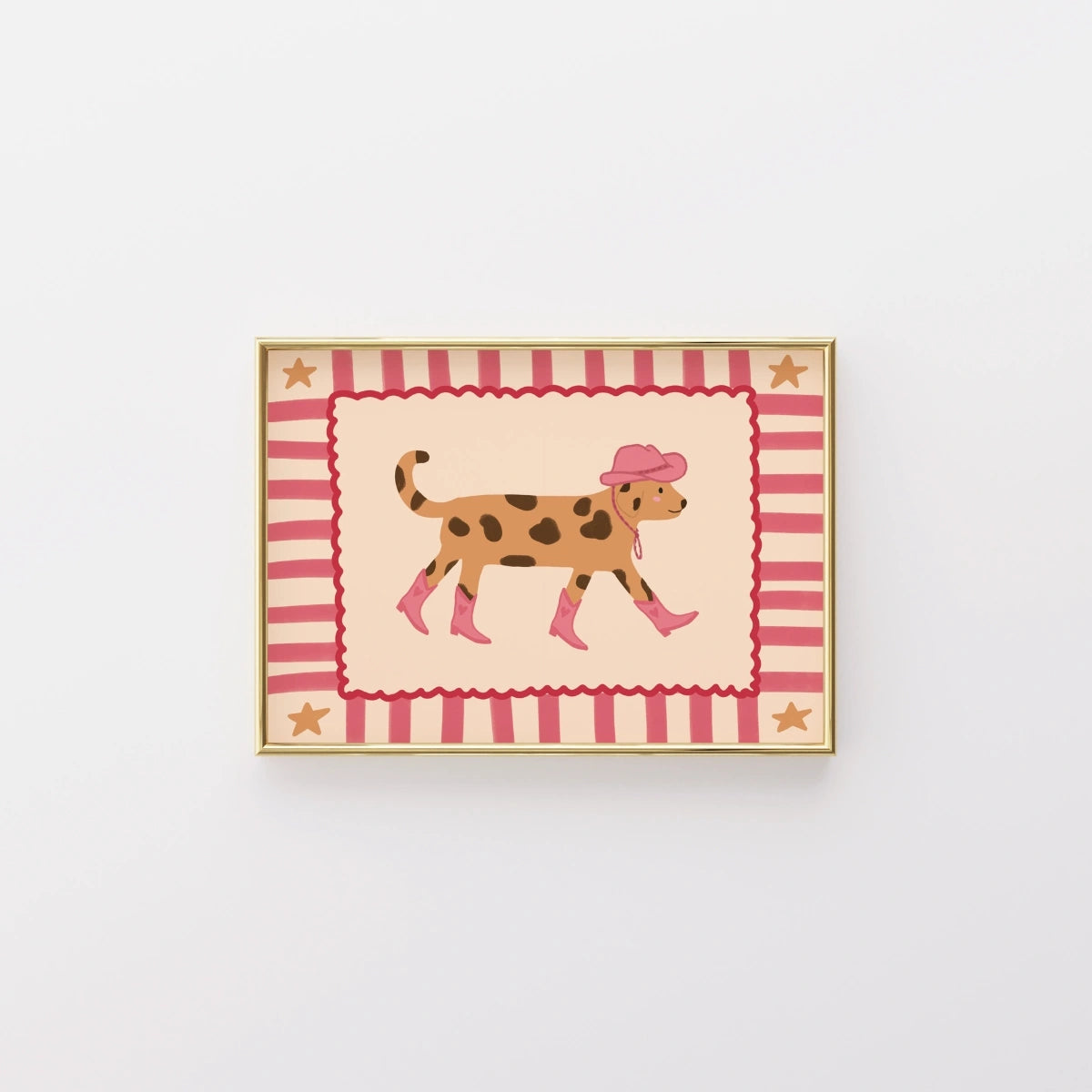 Illustration pour chambre d'enfant avec une cowgirl et un chien