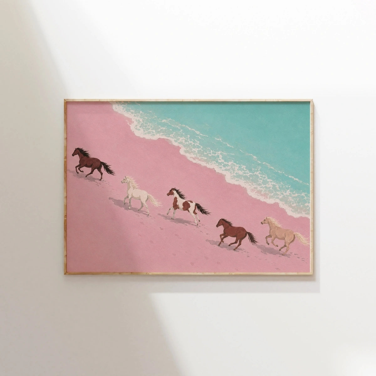 Stampa costiera di cavalli cowgirl