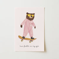 Skater Bear Wall Art – Funny Animal Poster