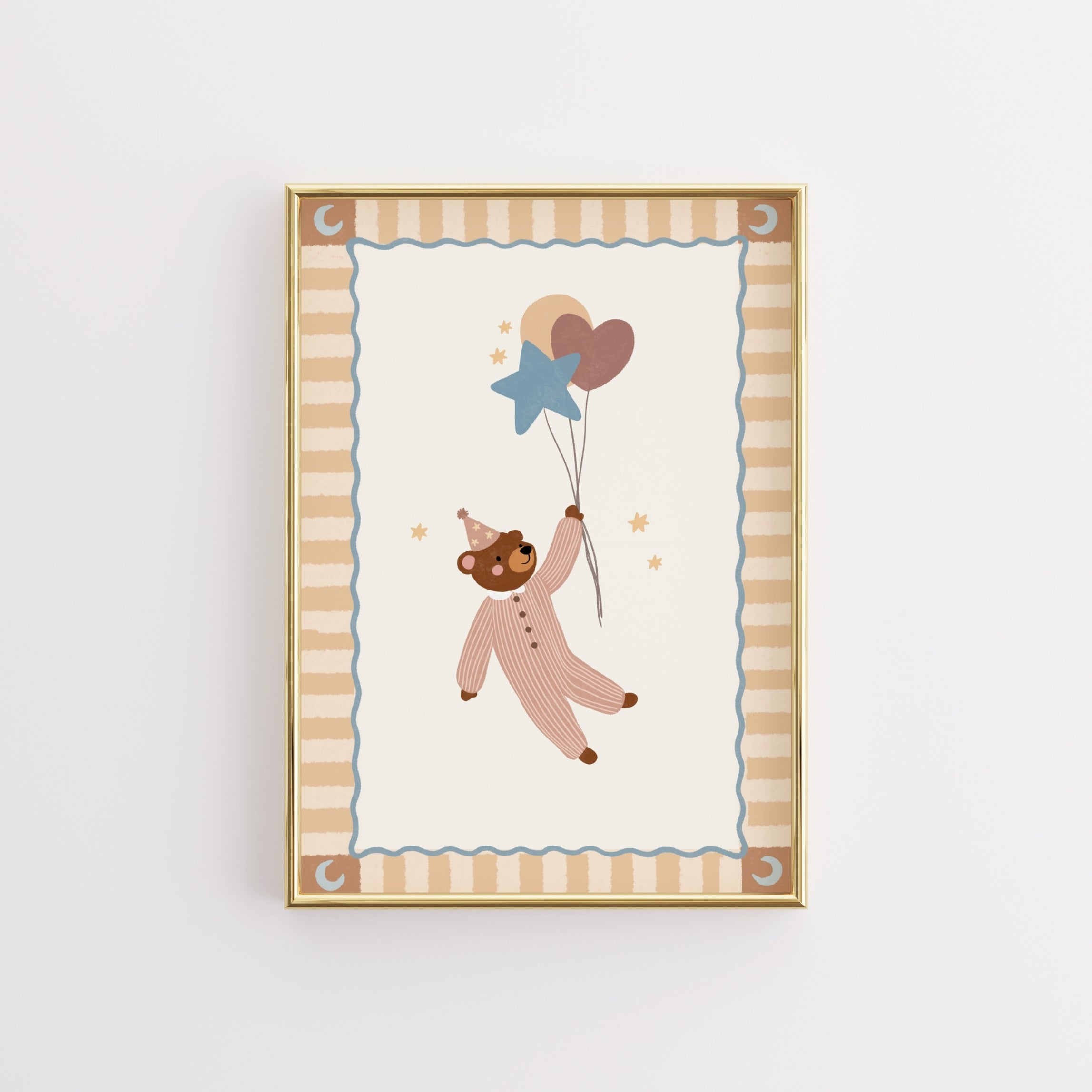 Stampa con orsacchiotto del circo con palloncino