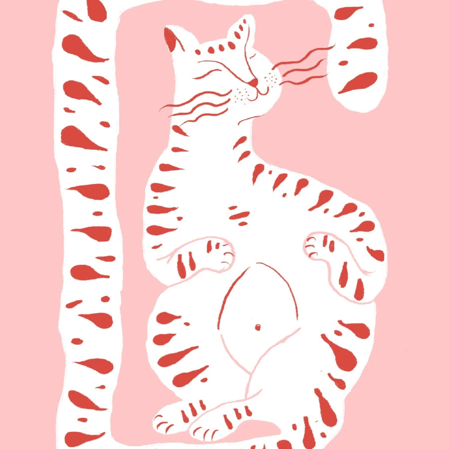Whimsical Cat Wall Art – Pink Maximalist Animal Print