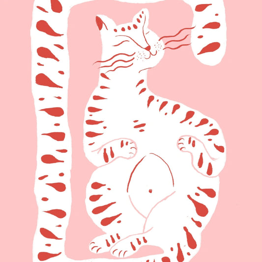 Whimsical Cat Wall Art – Pink Maximalist Animal Print