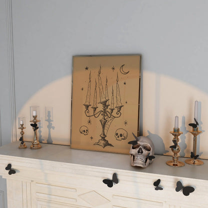 Gothic Candelabra Halloween Print – Witchy Candle Art