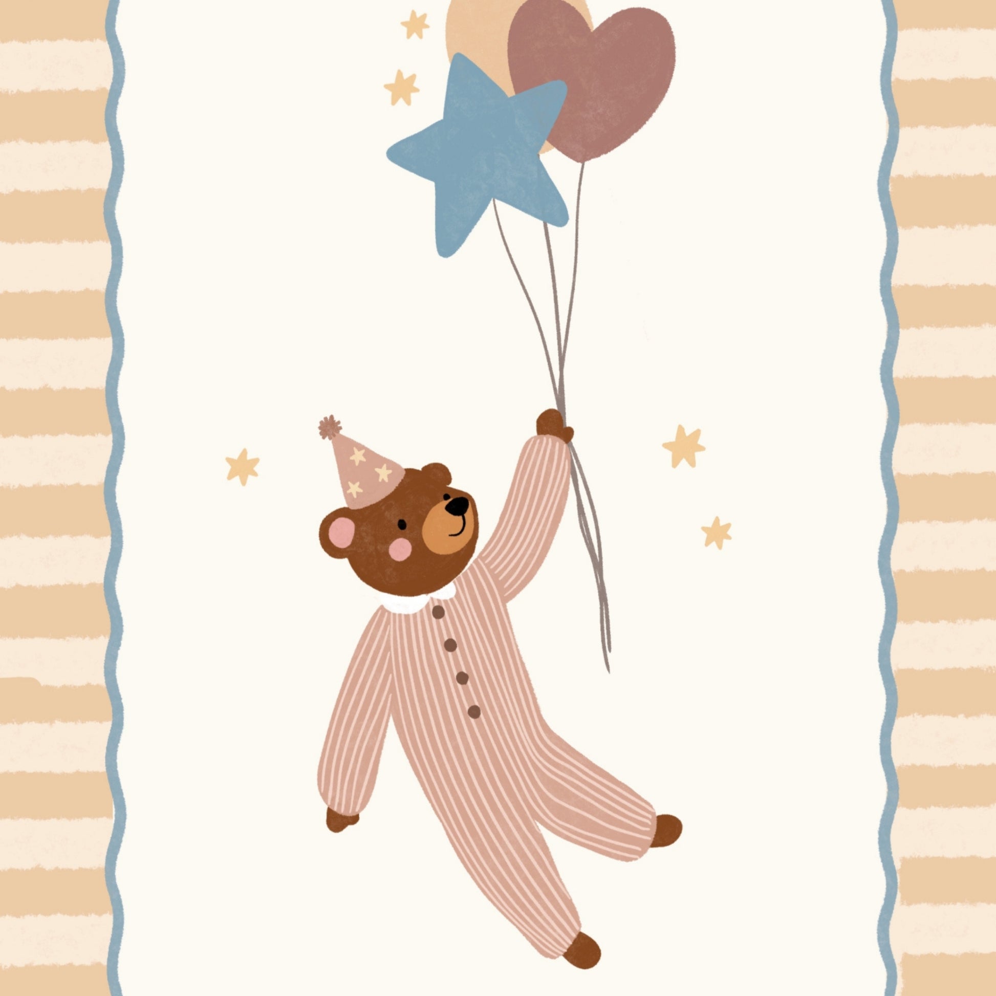 Teddy Bear Circus Balloon Print, Circus Nursery Decor
