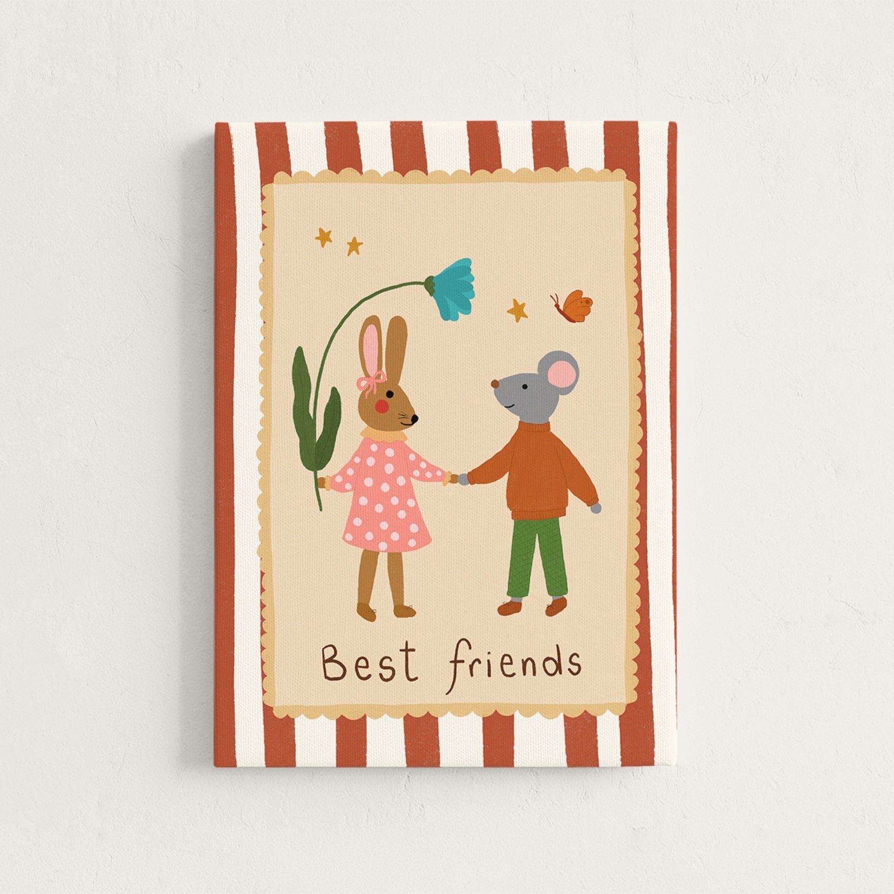 Best Friends Bunny and Mouse Nursery Canvas Print