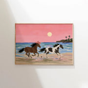 Sunset Horses on the Beach – Coastal Wall Art