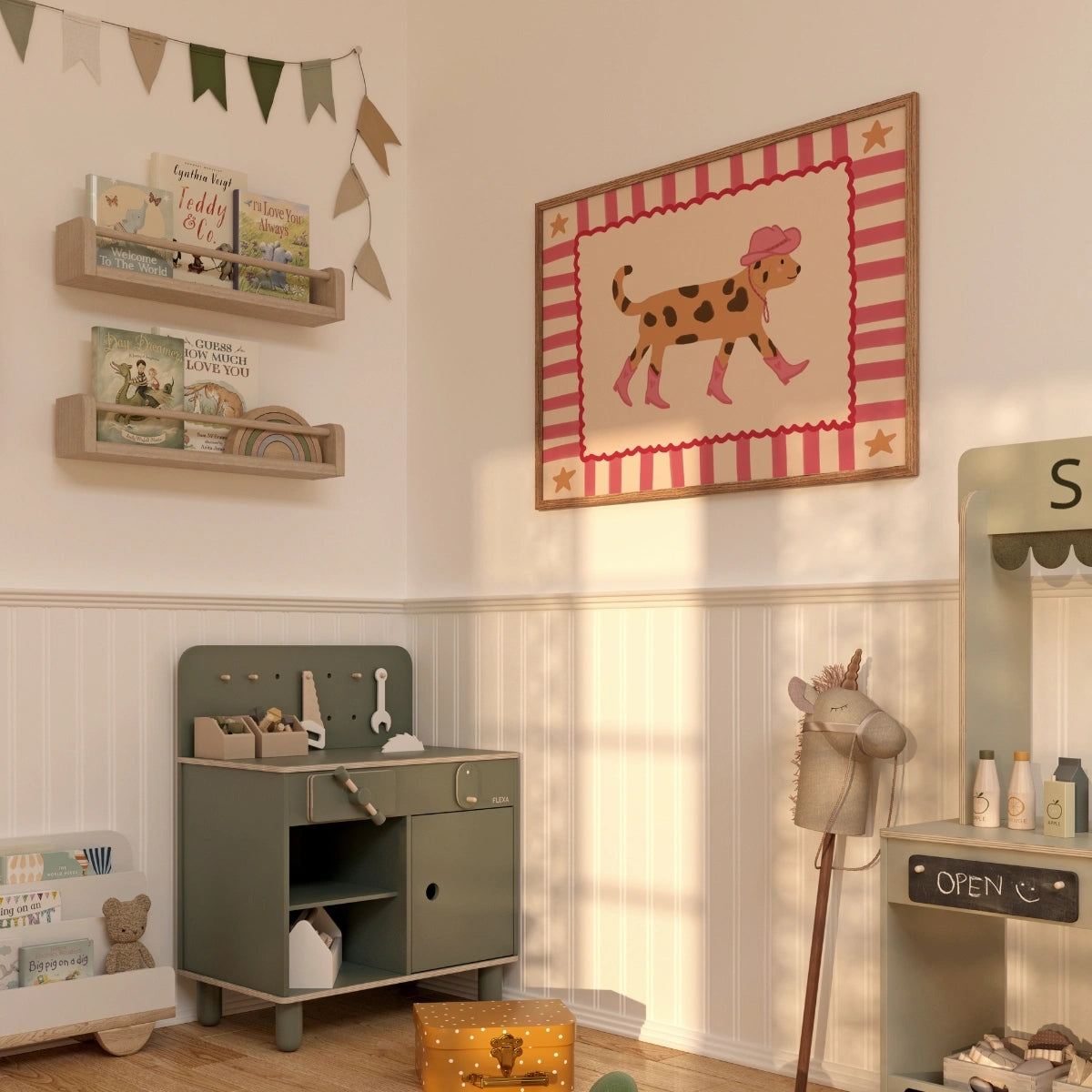 Cowgirl Dog Nursery Print