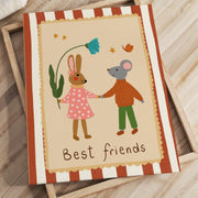 Best Friends Bunny and Mouse – Nursery & Kids Canvas Wall Art