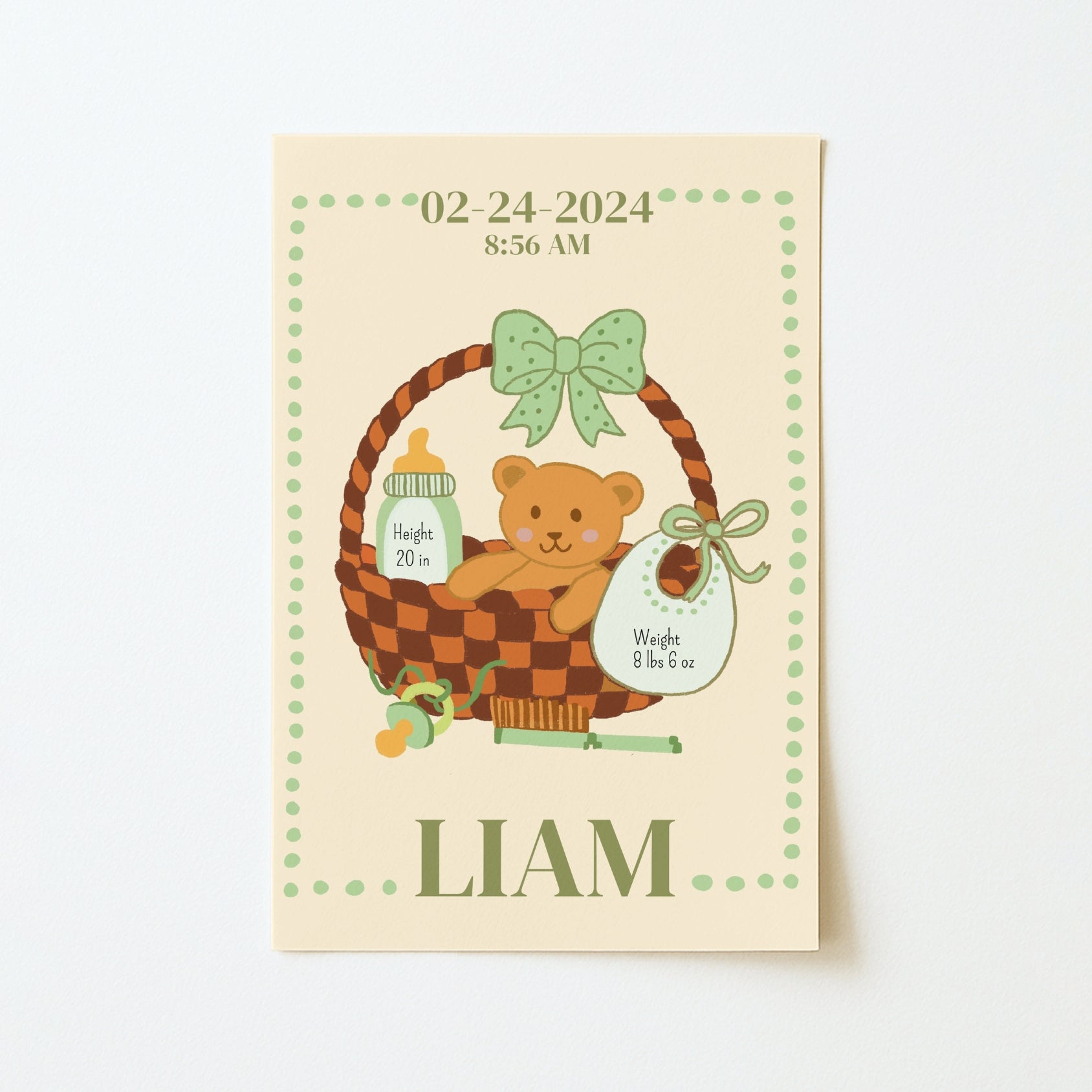 Personalized Baby Birth Stats Nursery Wall Art