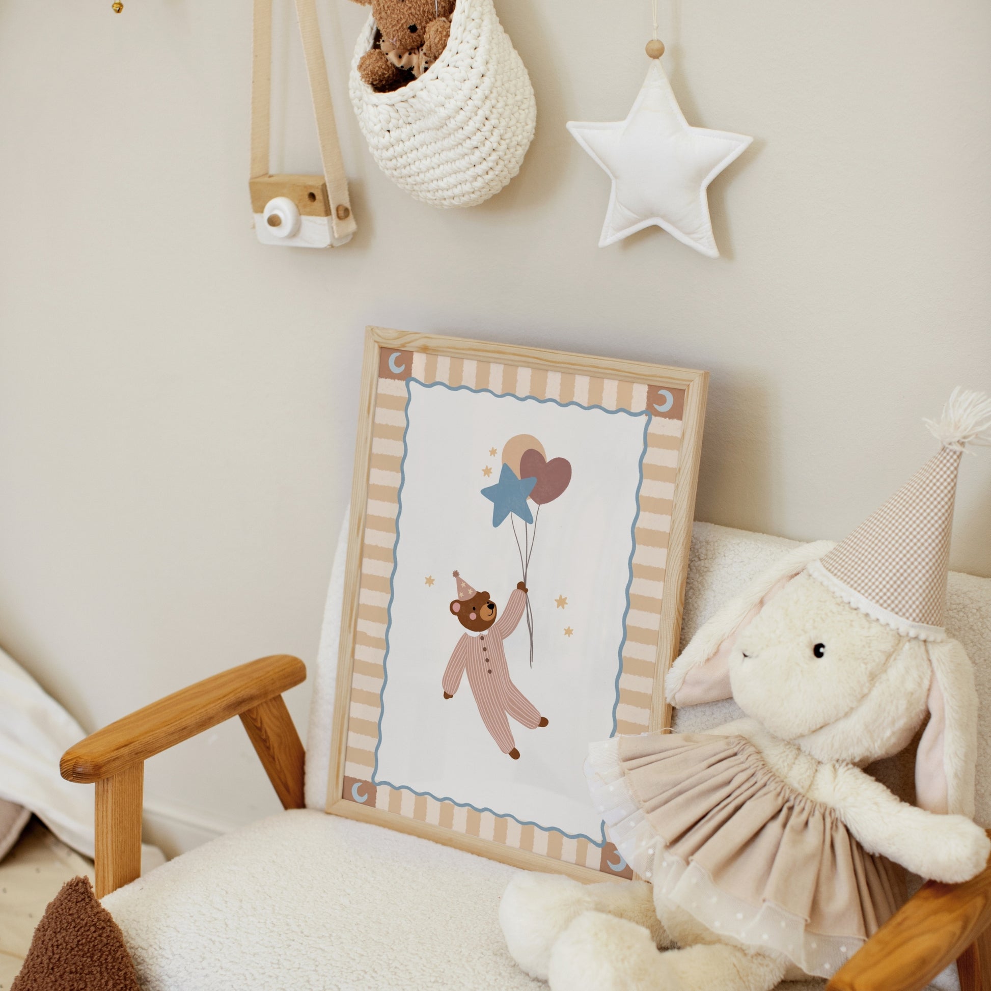 Teddy Bear Circus Balloon Print, Circus Nursery Decor