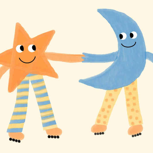 Moon and Star Nursery Print – Cute Celestial Wall Art for Kids Room