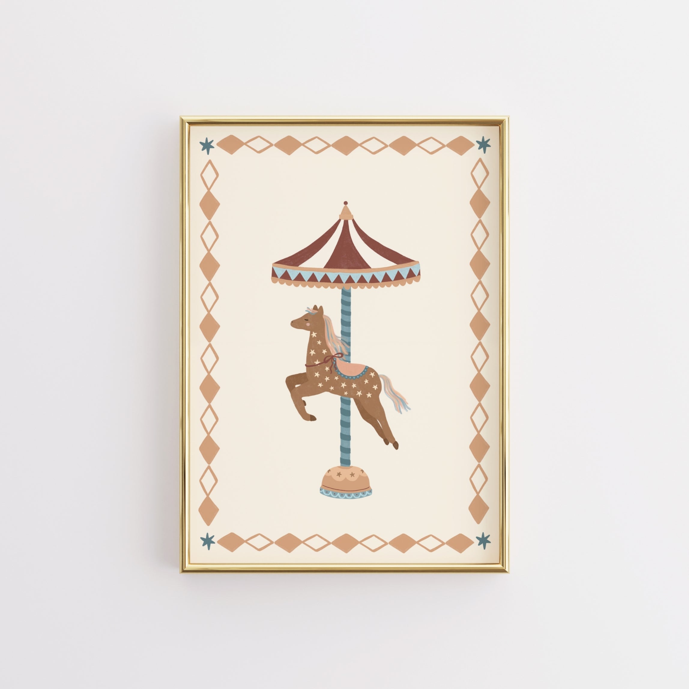 Stampa da parete per cameretta con cavallo da giostra