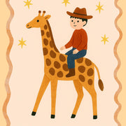 Cowboy Riding a Giraffe – Nursery & Kids Wall Art