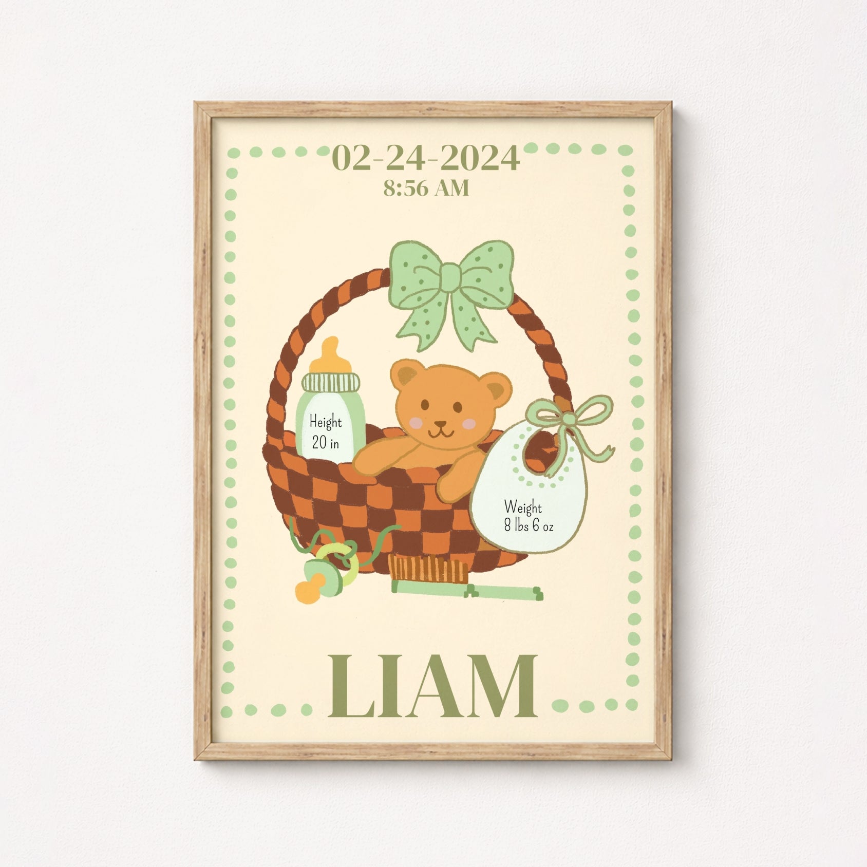 Personalized Baby Birth Stats Nursery Wall Art