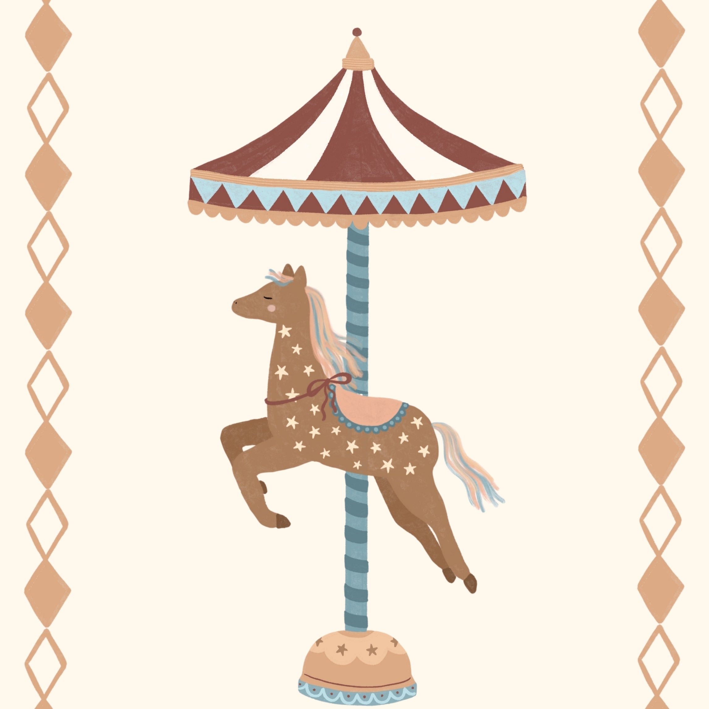 Stampa da parete per cameretta con cavallo da giostra