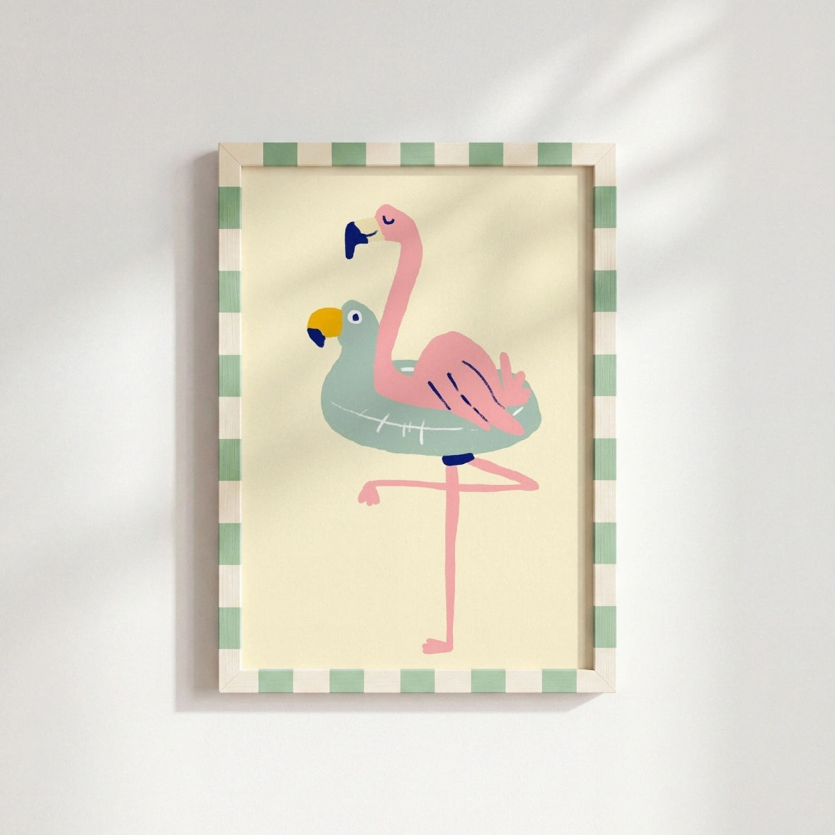 Décoration murale Flamant rose - Impression animale amusante pour l'été, Décoration murale côtière