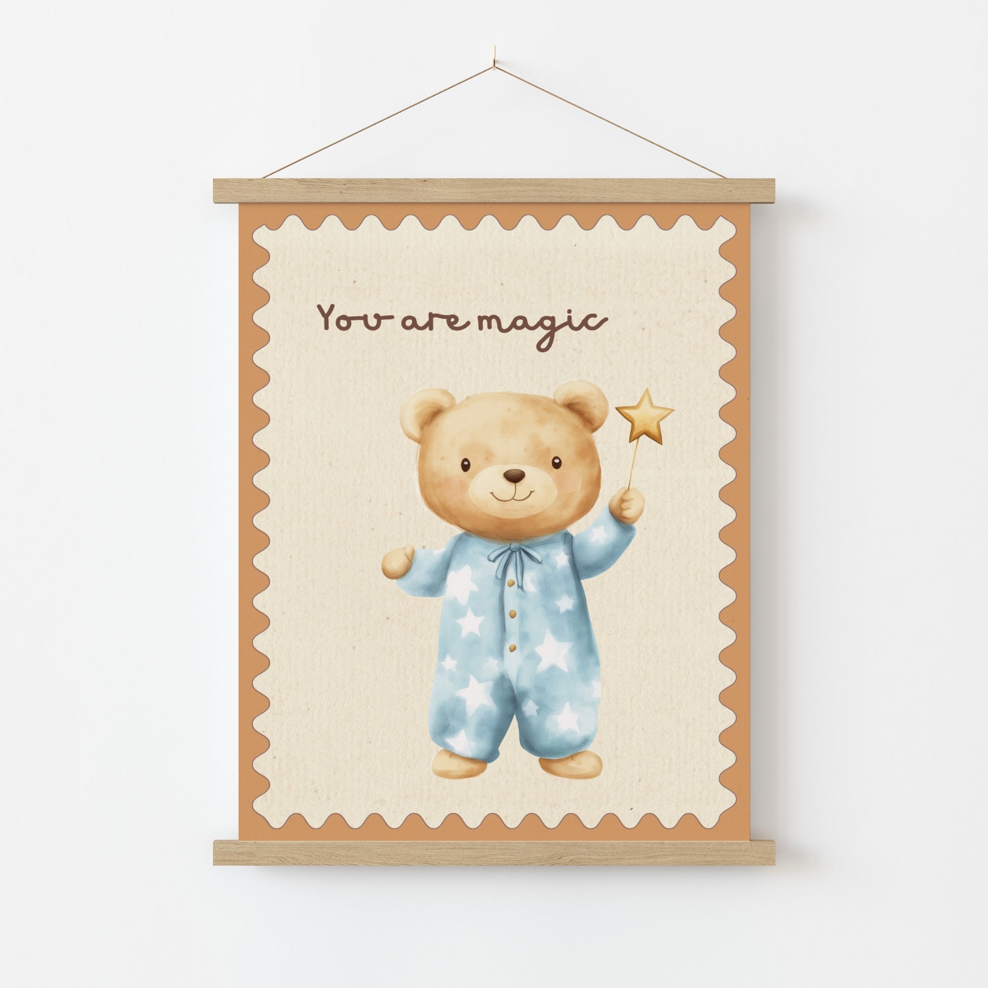 Magic Bear Wall Art - Blue Pajama Nursery Print