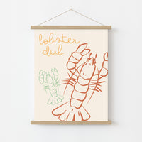 Stampa Artistica da Parete Lobster Club - Divertente Stampa per Cucina Costiera, Decorazione Murale Costiera