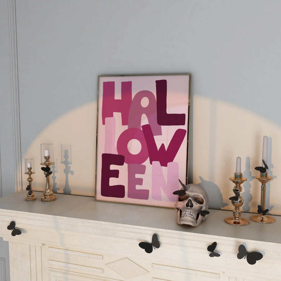 Modern Halloween Lettering Print – Bold Pink Wall Art