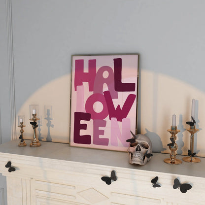 Modern Halloween Lettering Print – Bold Pink Wall Art