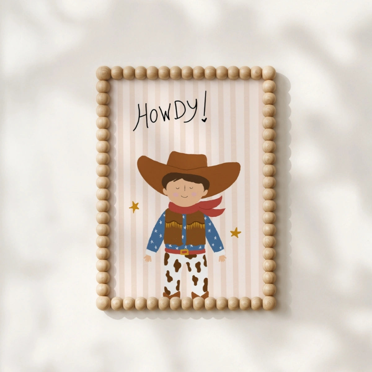 Affiche murale pour chambre de bébé cowboy avec inscription « Howdy »