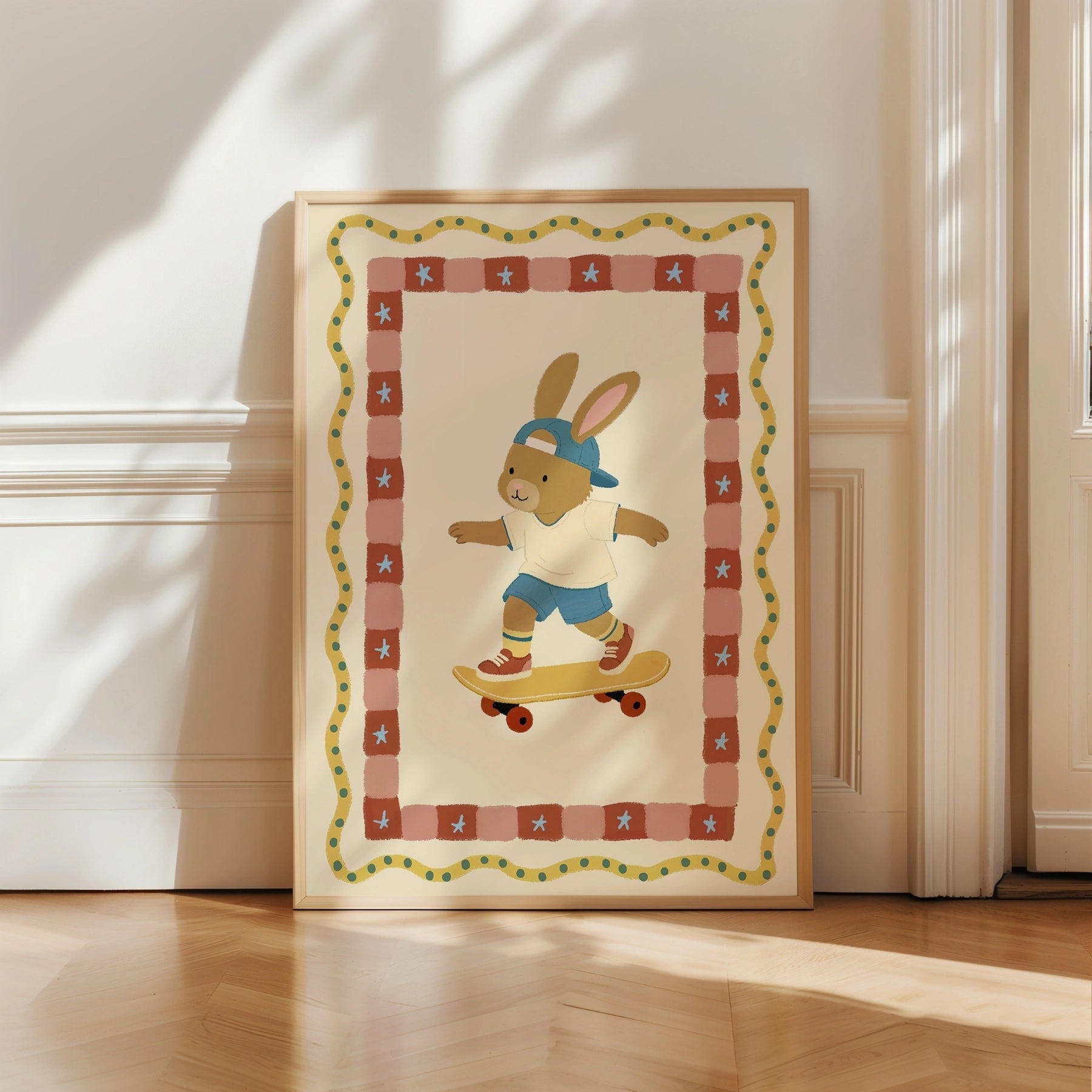 Skateboard Bunny Nursery Wall Art