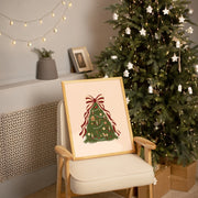 Vintage Christmas Tree with Striped Bow – Poster di Natale