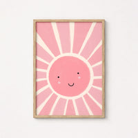 Pink Sunshine Wall Art – Happy Sun Poster