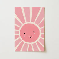 Pink Sunshine Wall Art – Happy Sun Poster