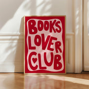 Books Lover Club Red and Pink – Arte mural para amantes de los libros