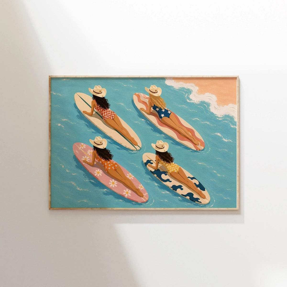 Póster de vaquera en la playa