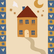 Cute House with Moon - Arte mural infantil y para bebés