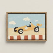 Yellow Race Car – Nursery & Kids Canvas Wall Art
