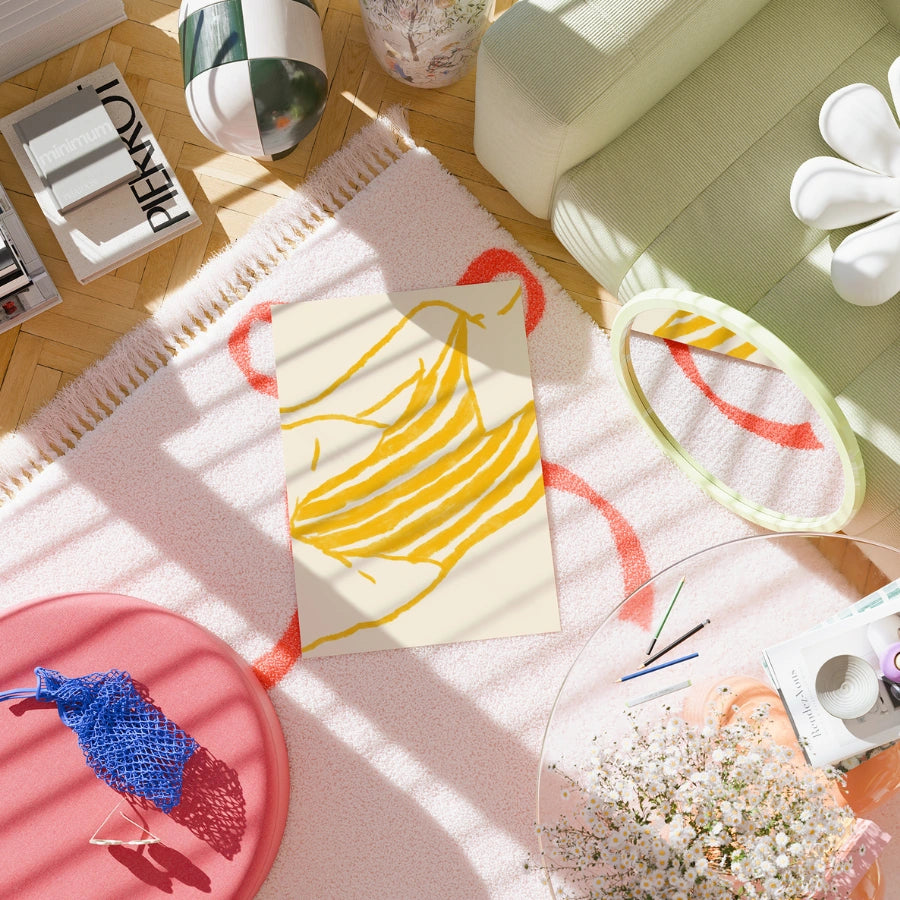 Striped Towel Wall Art - Abstract Coastal Summer Print