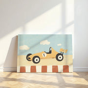 Yellow Race Car – Nursery & Kids Canvas Wall Art