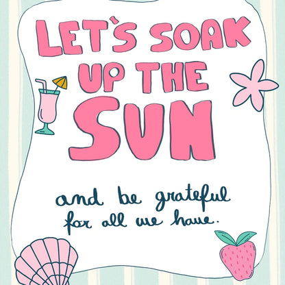 Soak Up the Sun Wall Art - Preppy Summer Print with Quote