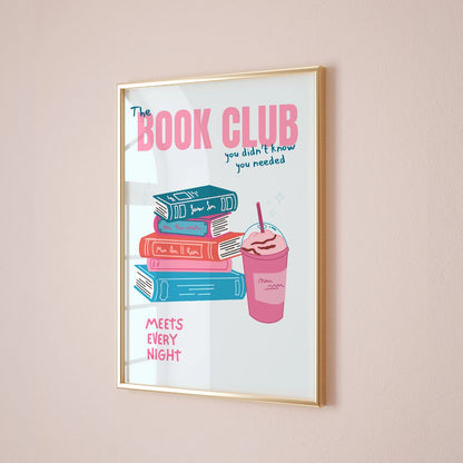 Book Club Print – Blue Reading Quote Wall Art