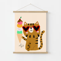 Cool Cat Wall Art – Fun Ice Cream Poster