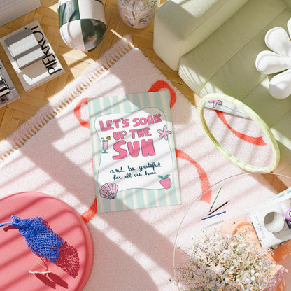 Soak Up the Sun Wall Art - Preppy Summer Print with Quote