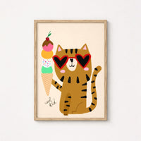 Cool Cat Wall Art – Fun Ice Cream Poster