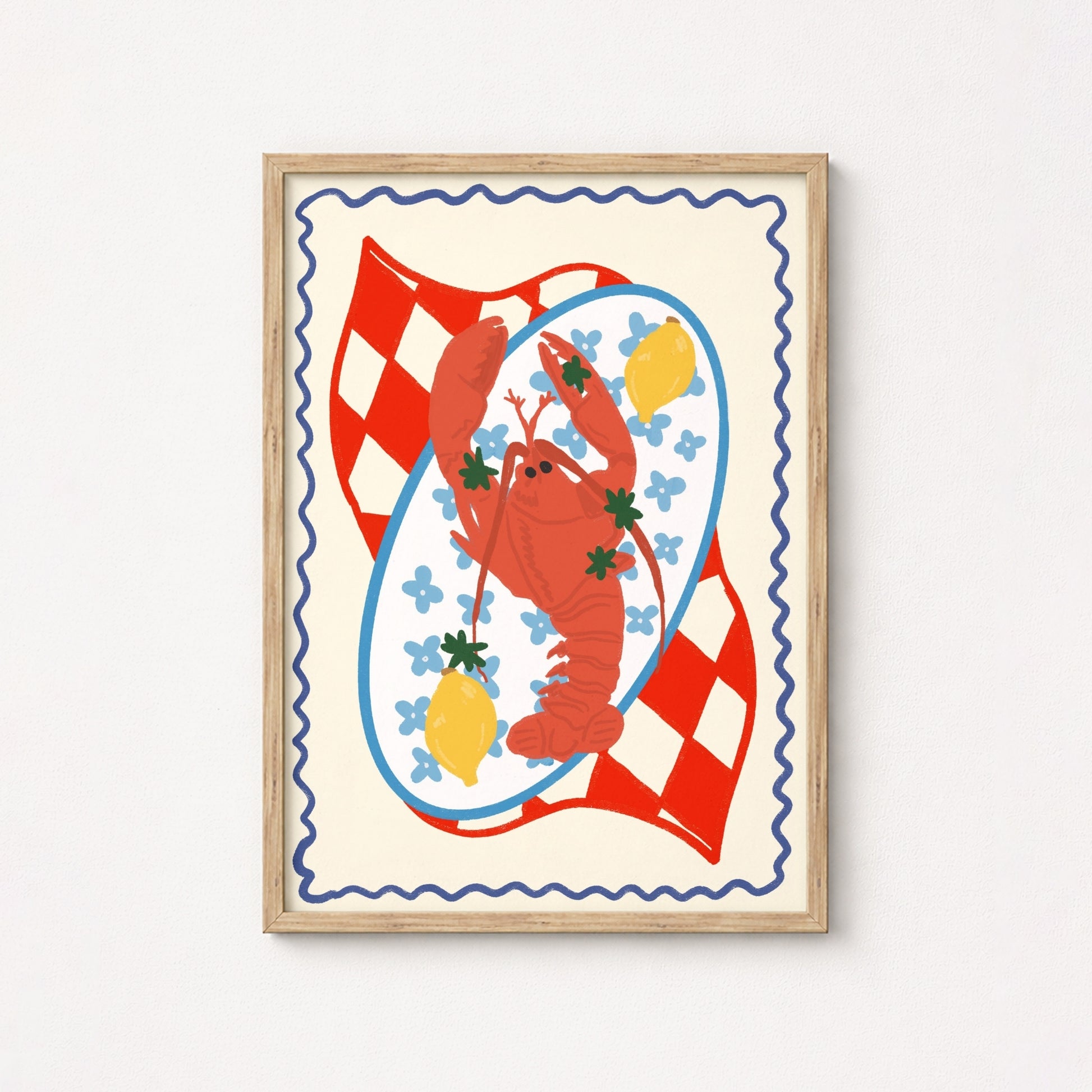 Lobster Wall Art - Retro Seafood Poster